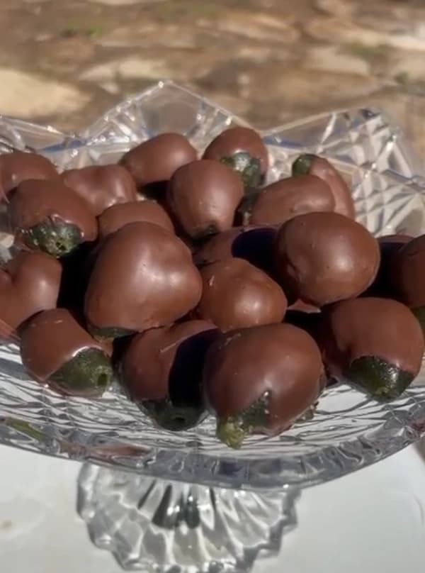 Figo cristalizado com chocolate